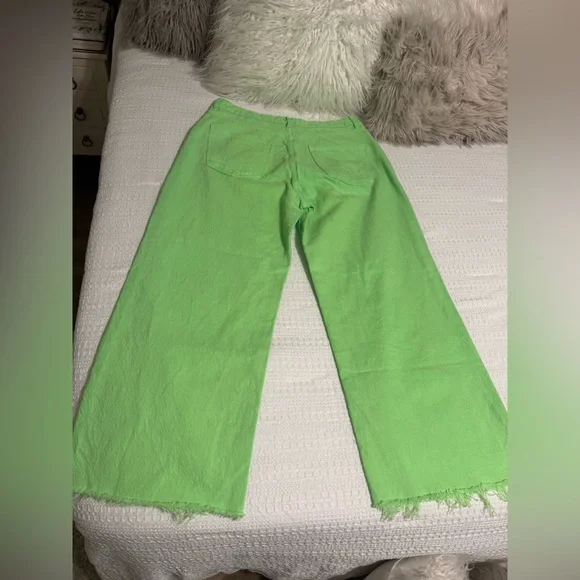 Zara The Boogie Pants Vibrant Green Wide Leg Pants - Picture 5 of 12